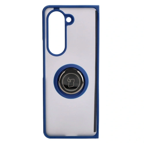 Etui z uchwytem na palec Bizon Case Hybrid Ring do Samsung Galaxy Z Fold5 przydymione z granatową ramką