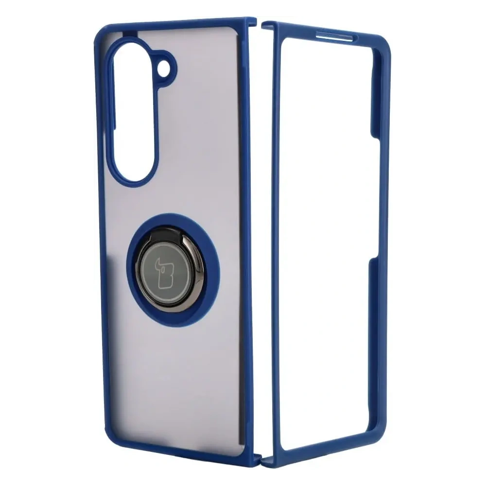 Hurtownia GSM - Etui z uchwytem na palec Bizon Case Hybrid Ring do Samsung Galaxy Z Fold5 przydymione z granatową ramką - BIZ1842 - {ean13} - Hurt