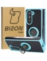 Etui z uchwytem na palec Bizon Case Hybrid Ring do Samsung Galaxy Z Fold5 przydymione z jasnoniebieską ramką