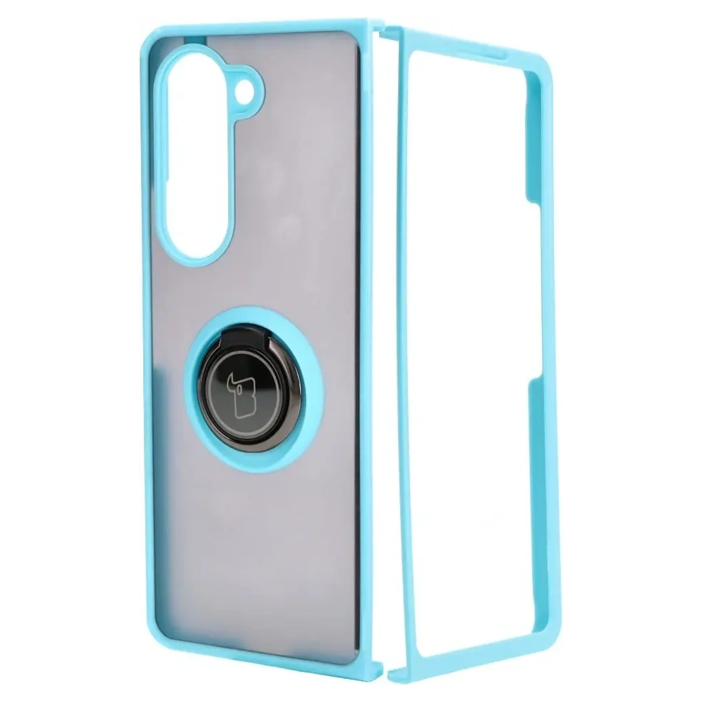 Wholesale Bizon Case Hybrid Ring Samsung Galaxy Z Fold5 smoky with a light blue frame - BIZ1843 - {ean13} - Hurt