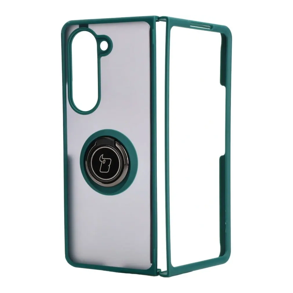 Hurtownia GSM - Etui z uchwytem na palec Bizon Case Hybrid Ring do Samsung Galaxy Z Fold5 przydymione z ciemnozieloną ramką - BIZ1844 - {ean13} - Hurt