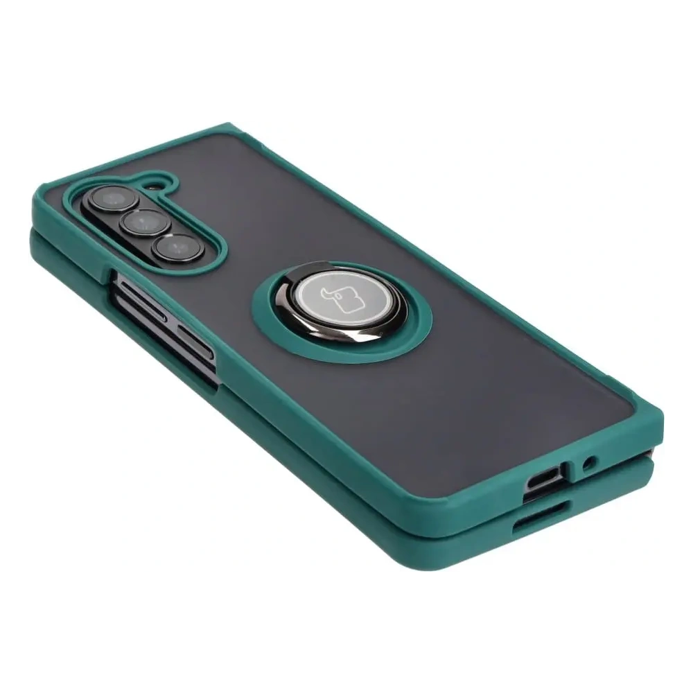 Hurtownia GSM - Etui z uchwytem na palec Bizon Case Hybrid Ring do Samsung Galaxy Z Fold5 przydymione z ciemnozieloną ramką - BIZ1844 - {ean13} - Hurt