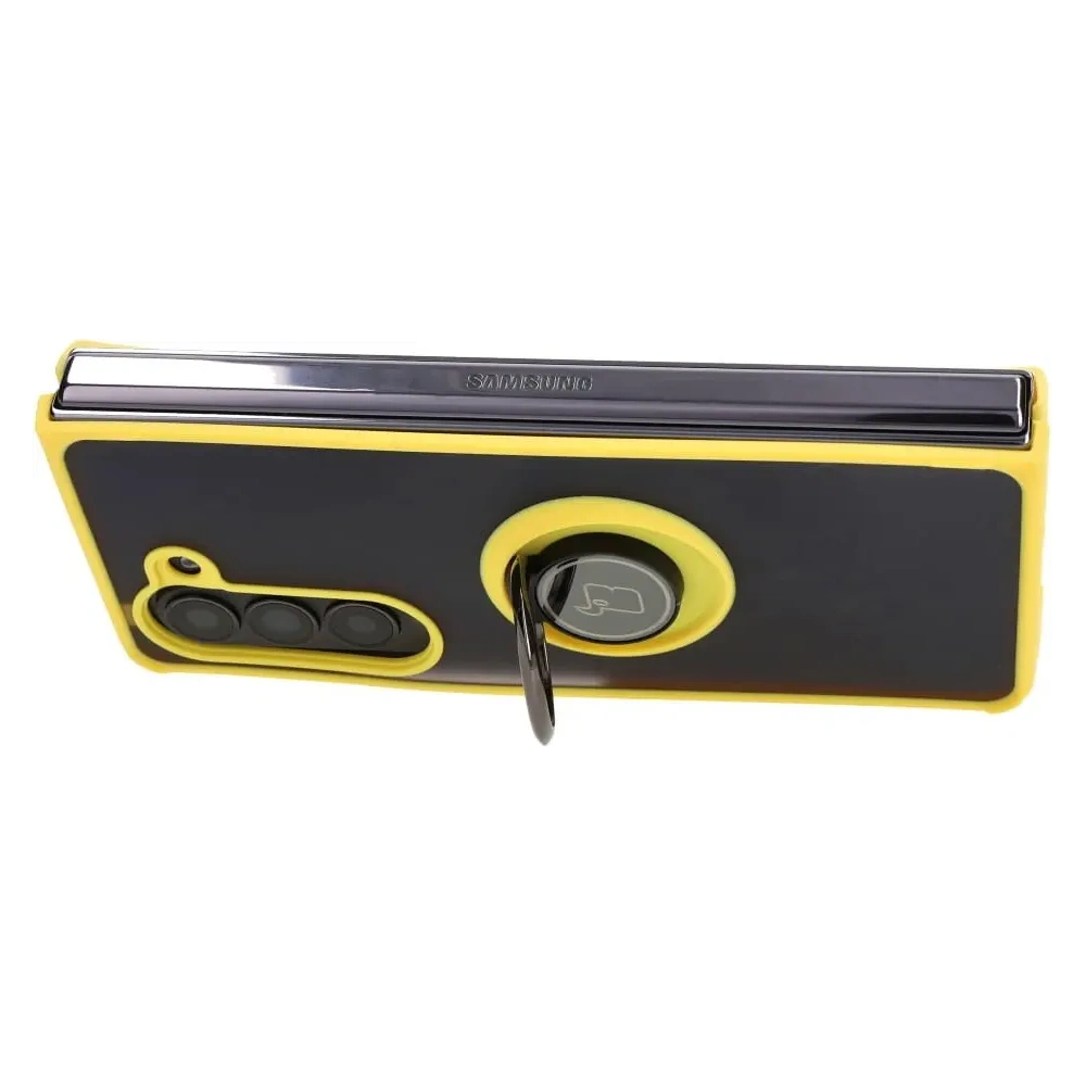 Wholesale Bizon Case Hybrid Ring Samsung Galaxy Z Fold5 smoky with a yellow frame - BIZ1846 - {ean13} - Hurt