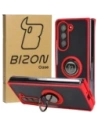 Etui z uchwytem na palec Bizon Case Hybrid Ring do Samsung Galaxy Z Fold5 przydymione z czerwoną ramką