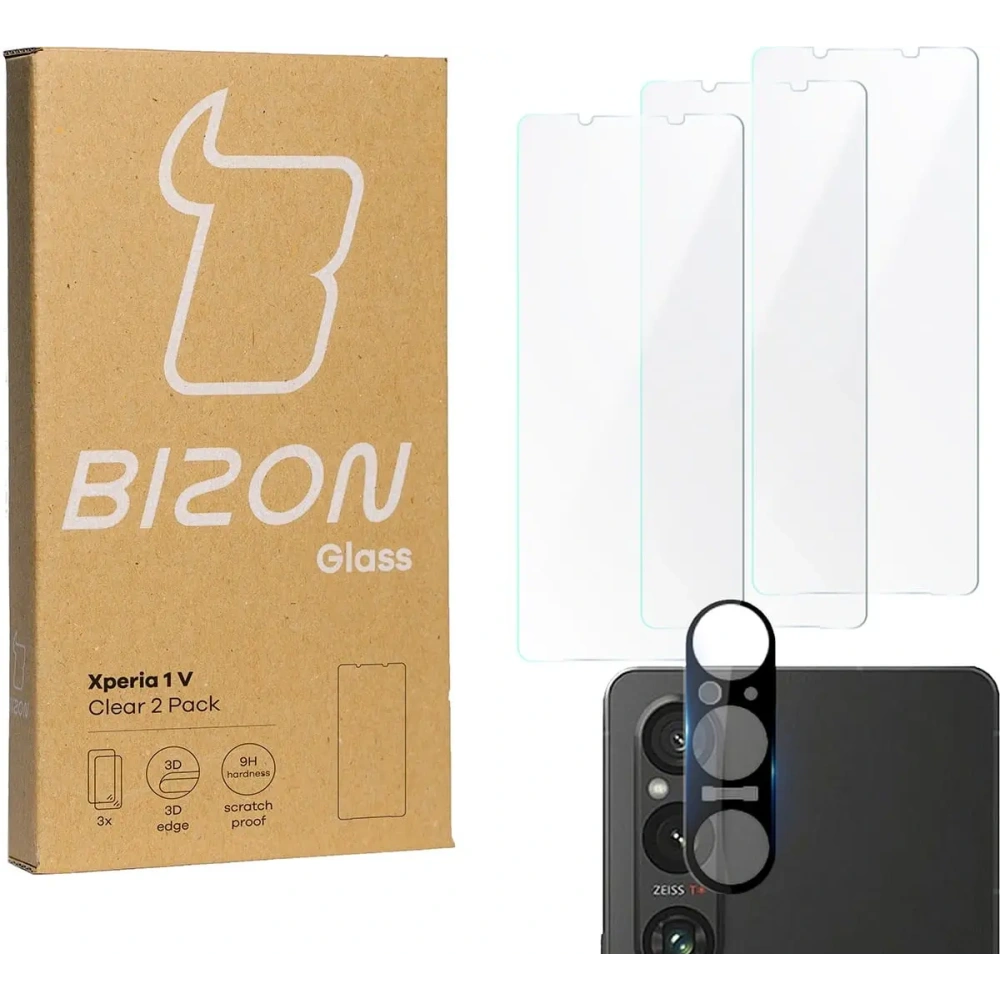 Hurtownia GSM - BIZON Clear 3x sticlă pentru ecran + sticlă pentru cameră Xperia 1 V - BIZ1853 - {ean13} - Hurt