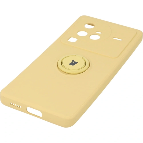 Etui Bizon Case Silicone Ring Sq do VIVO X80 Pro żółte