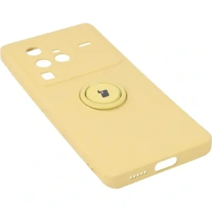 Etui Bizon Case Silicone Ring Sq do VIVO X80 Pro żółte