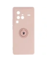 Etui Bizon Case Silicone Ring Sq pro VIVO X80 Pro světle růžové