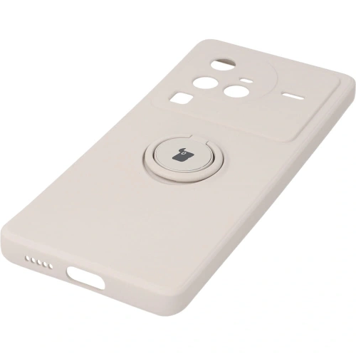 Etui Bizon Case Silicone Ring Sq do VIVO X80 Pro beżowe