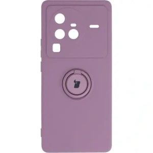 Etui Bizon Case Silicone Ring Sq do VIVO X80 Pro ciemnofioletowe