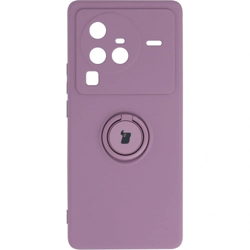 Etui Bizon Case Silicone Ring Sq do VIVO X80 Pro ciemnofioletowe