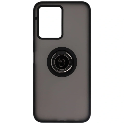 Etui z uchwytem na palec Bizon Case Hybrid Ring do Vivo Y16 / Y02 przydymione z czarną ramką