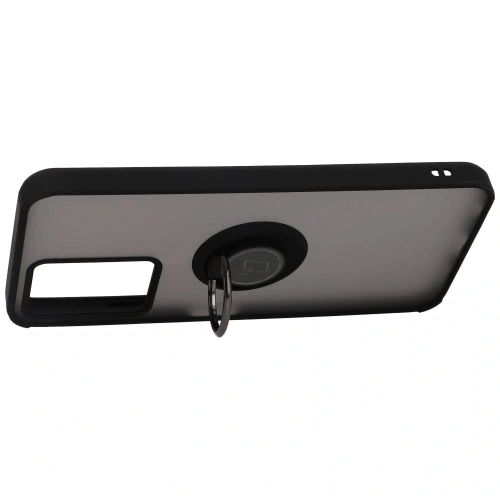 Etui z uchwytem na palec Bizon Case Hybrid Ring do Vivo Y16 / Y02 przydymione z czarną ramką