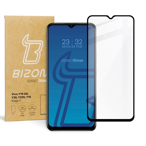 Szkło hartowane Bizon Glass Edge 2 do Vivo Y76 5G / Y35 / Y22s / Y16 czarne