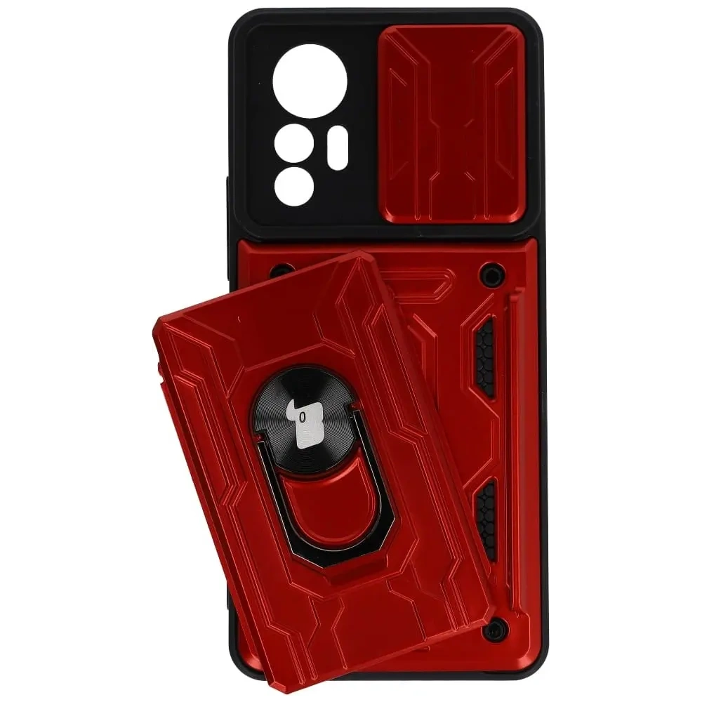 Hurtownia GSM - Etui Bizon Case Camshield Card Slot Ring do Xiaomi 12 Lite červené - BIZ1907 - {ean13} - Hurt