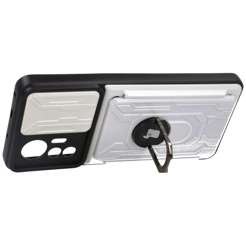 Etui Bizon Case Camshield Card Slot Ring do Xiaomi 12 Lite białe