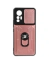 Etui Bizon Case Camshield Card Slot Ring do Xiaomi 12 Lite světle růžové