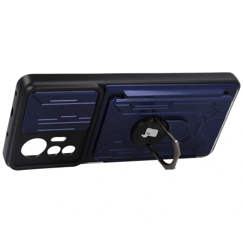 Etui Bizon Case Camshield Card Slot Ring do Xiaomi 12 Lite granatowe