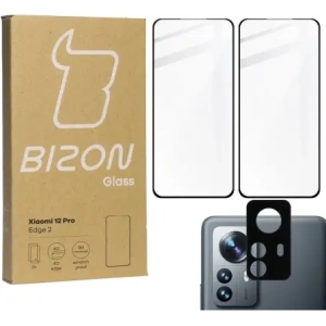 Hurtownia GSM - Tvrzené sklo Bizon Glass Edge 3D - [2 PACK] + ochrana objektivu Xiaomi 12 Pro černé - BIZ1922 - {ean13} - Hurt