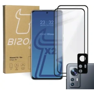 Hurtownia GSM - Tvrzené sklo Bizon Glass Edge 3D - [2 PACK] + ochrana na objektiv Xiaomi 12 / 12X černé - BIZ1926 - {ean13} - Hurt