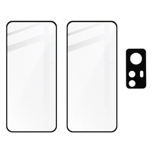 Szkło hartowane Bizon Glass Edge 3D - [2 PACK] + ochrona na obiektyw Xiaomi 12 / 12X czarne