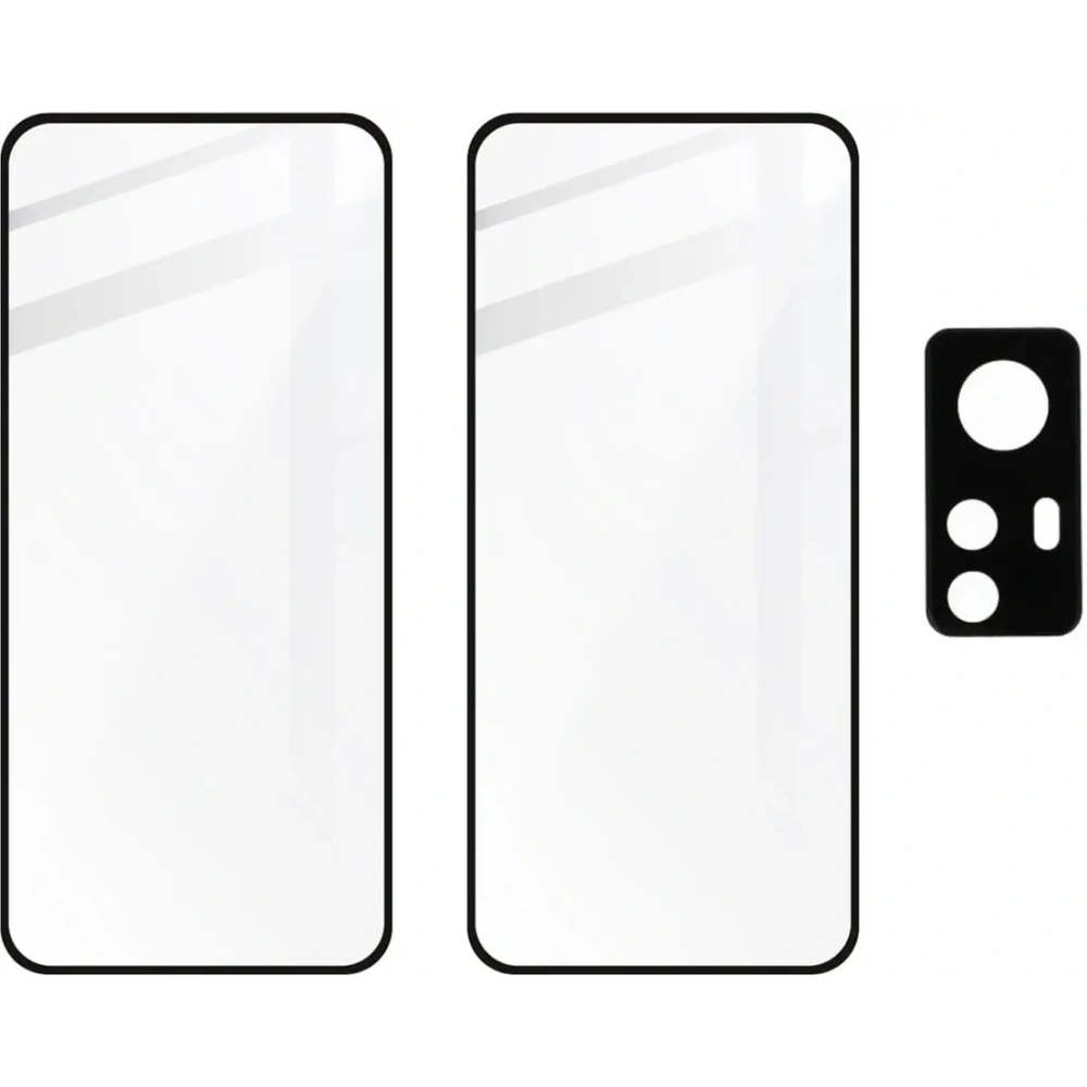 Hurtownia GSM - Bizon Edge de sticlă 3D din sticlă temperată - [2 PACHET] + protecție pentru lentile Xiaomi 12 / 12X negru - BIZ1926 - {ean13} - Hurt