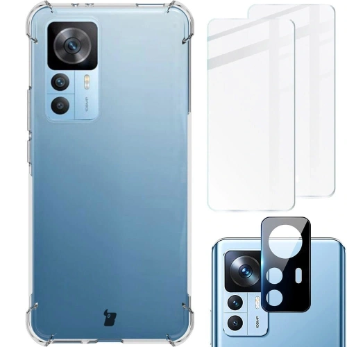 Etui + 2x szkło na ekran + obiektyw Bizon Case Clear Pack do Xiaomi 12T przezroczyste