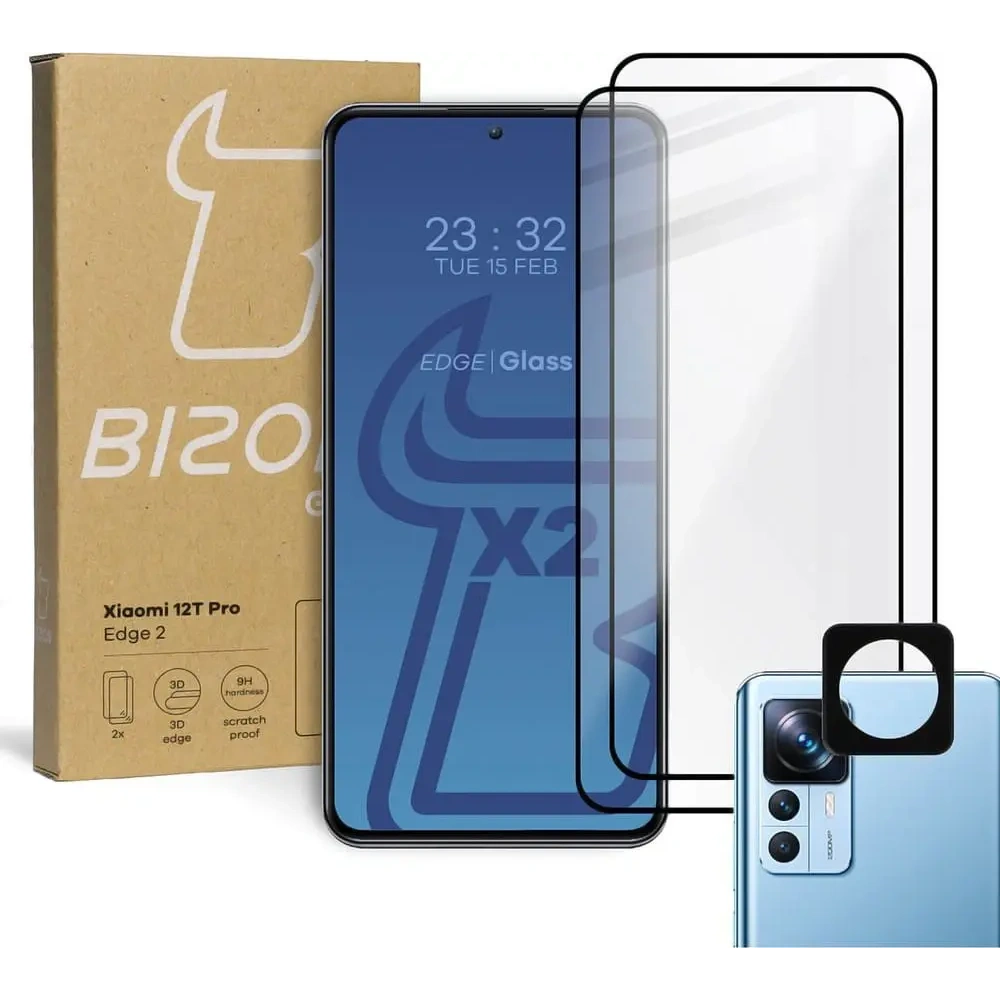 Hurtownia GSM - BIZON Edge 2 2x képernyő üveg + kamera üveg Xiaomi 12T Pro - BIZ1940 - {ean13} - Hurt