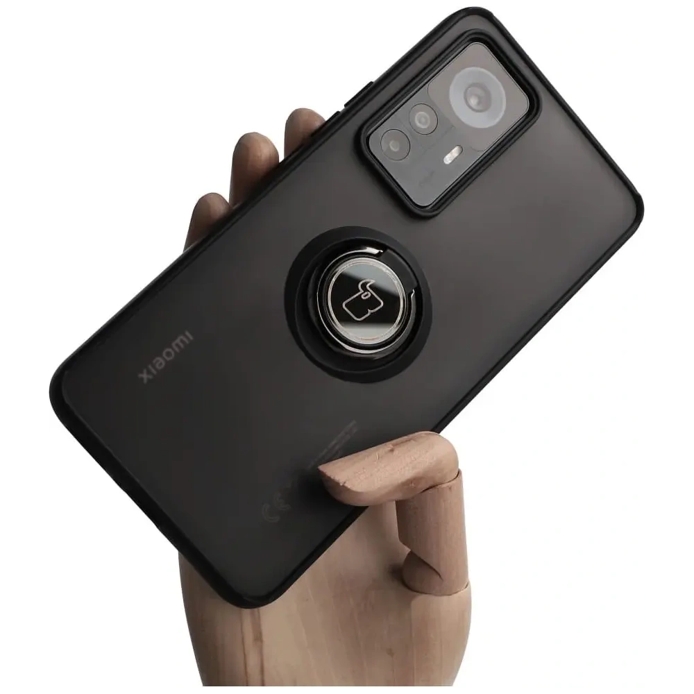 Hurtownia GSM - Etui s úchytem na prst Bizon Case Hybrid Ring pro Xiaomi 12T / 12T Pro kouřové s černým rámečkem - BIZ1946 - {ean13} - Hurt
