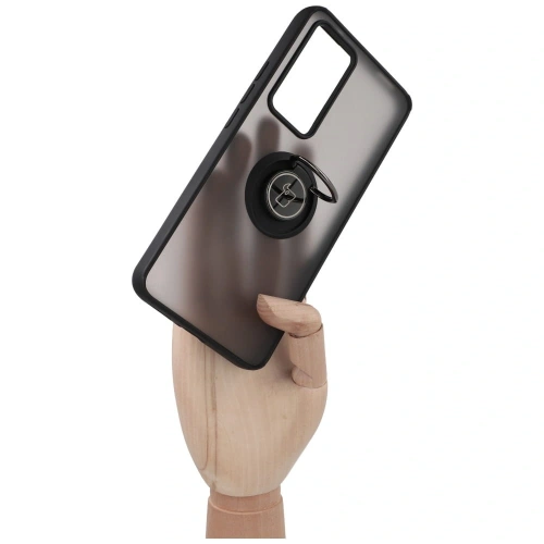 Etui z uchwytem na palec Bizon Case Hybrid Ring do Xiaomi 12T / 12T Pro przydymione z czarną ramką