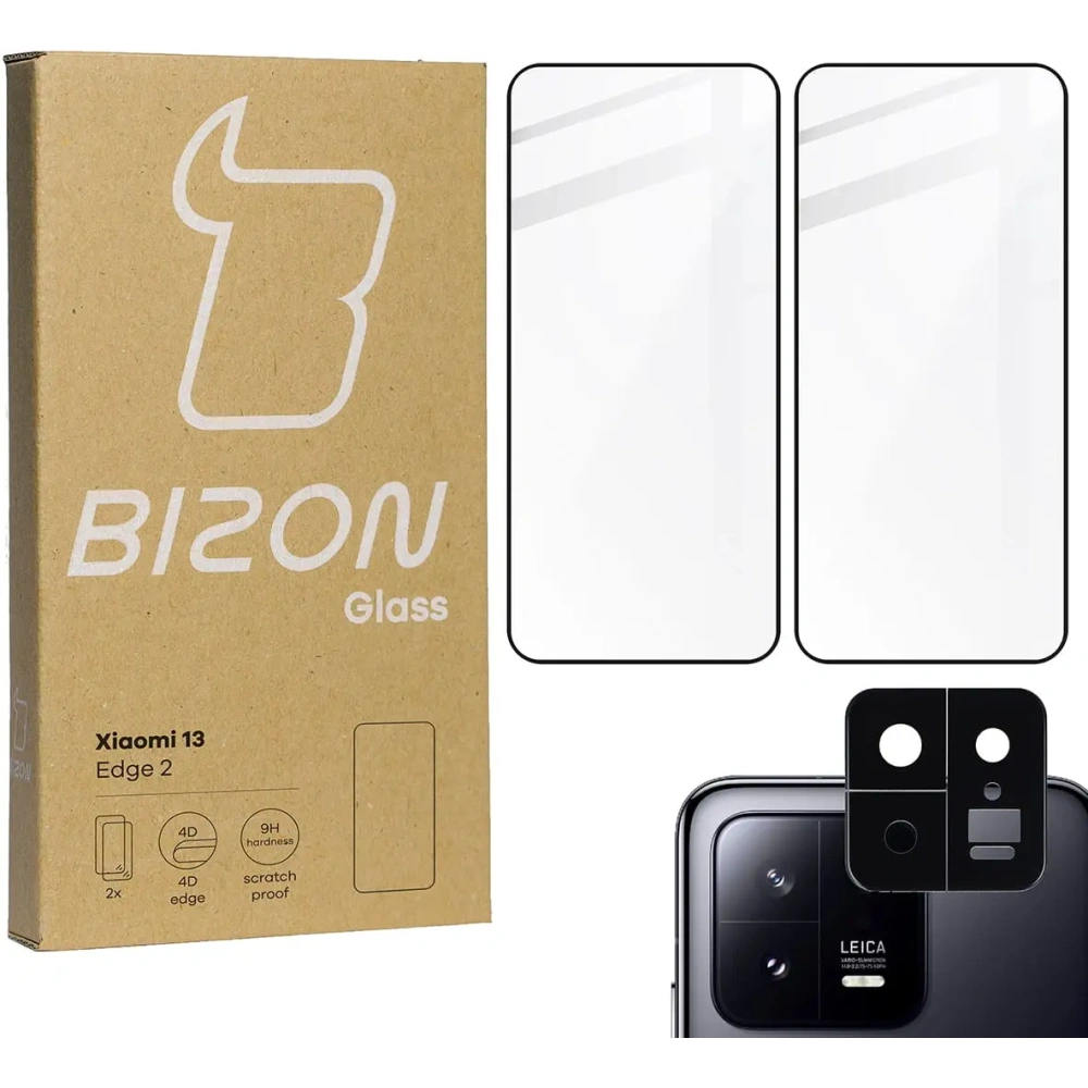 Hurtownia GSM - BIZON Edge 2 2x sticlă pentru ecran + sticlă pentru cameră Xiaomi 13 - BIZ1950 - {ean13} - Hurt