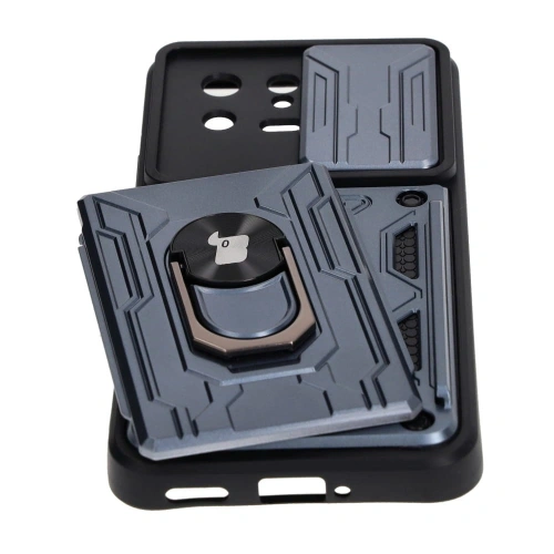 Etui Bizon Case Camshield Card Slot Ring do Xiaomi 13 szare