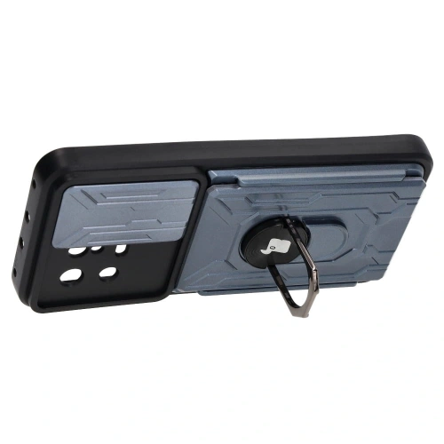 Etui Bizon Case Camshield Card Slot Ring do Xiaomi 13 szare