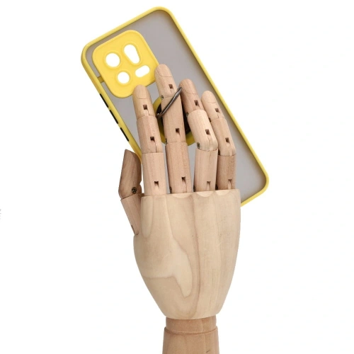 Etui z uchwytem na palec Bizon Case Hybrid Ring do Xiaomi 13 przydymione z żółtą ramką