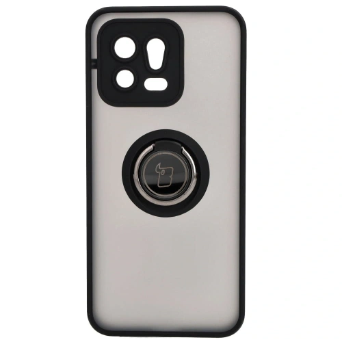 Etui z uchwytem na palec Bizon Case Hybrid Ring do Xiaomi 13 przydymione z czarną ramką