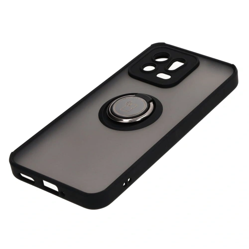 Etui z uchwytem na palec Bizon Case Hybrid Ring do Xiaomi 13 przydymione z czarną ramką
