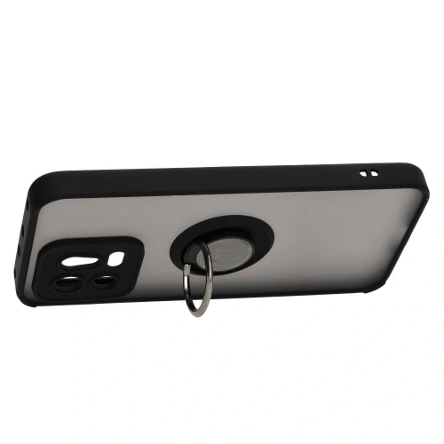 Etui z uchwytem na palec Bizon Case Hybrid Ring do Xiaomi 13 przydymione z czarną ramką