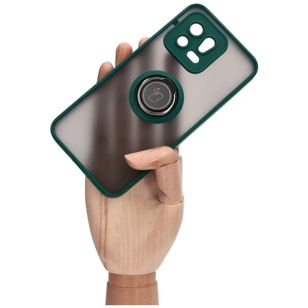 Wholesale Bizon Case Hybrid Ring Xiaomi 13 smoky with a dark green frame - BIZ1970 - {ean13} - Hurt