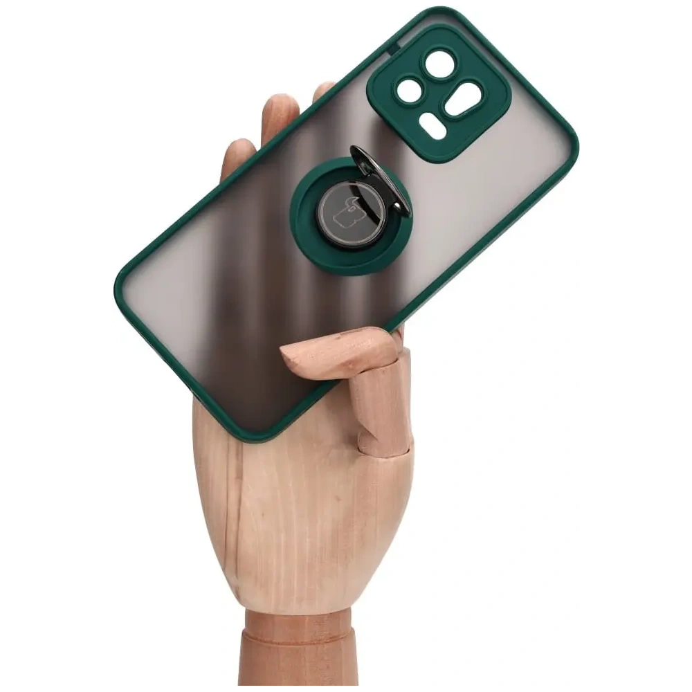 Wholesale Bizon Case Hybrid Ring Xiaomi 13 smoky with a dark green frame - BIZ1970 - {ean13} - Hurt