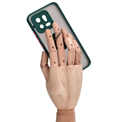 Etui z uchwytem na palec Bizon Case Hybrid Ring do Xiaomi 13 przydymione z ciemnozieloną ramką