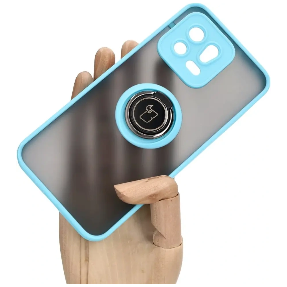 Hurtownia GSM - Etui z uchwytem na palec Bizon Case Hybrid Ring do Xiaomi 13 przydymione z jasnoniebieską ramką - BIZ1971 - {ean13} - Hurt