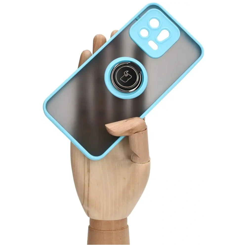 Hurtownia GSM - Etui z uchwytem na palec Bizon Case Hybrid Ring do Xiaomi 13 przydymione z jasnoniebieską ramką - BIZ1971 - {ean13} - Hurt