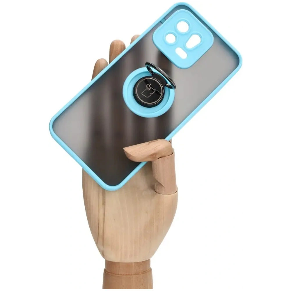 Hurtownia GSM - Etui z uchwytem na palec Bizon Case Hybrid Ring do Xiaomi 13 przydymione z jasnoniebieską ramką - BIZ1971 - {ean13} - Hurt