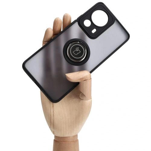 Etui z uchwytem na palec Bizon Case Hybrid Ring do Xiaomi 13 Lite przydymione z czarną ramką