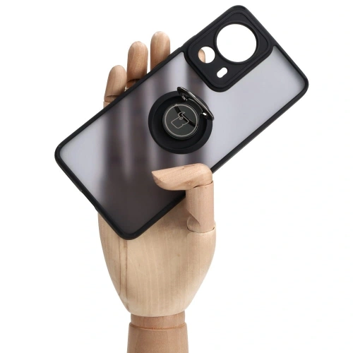 Etui z uchwytem na palec Bizon Case Hybrid Ring do Xiaomi 13 Lite przydymione z czarną ramką