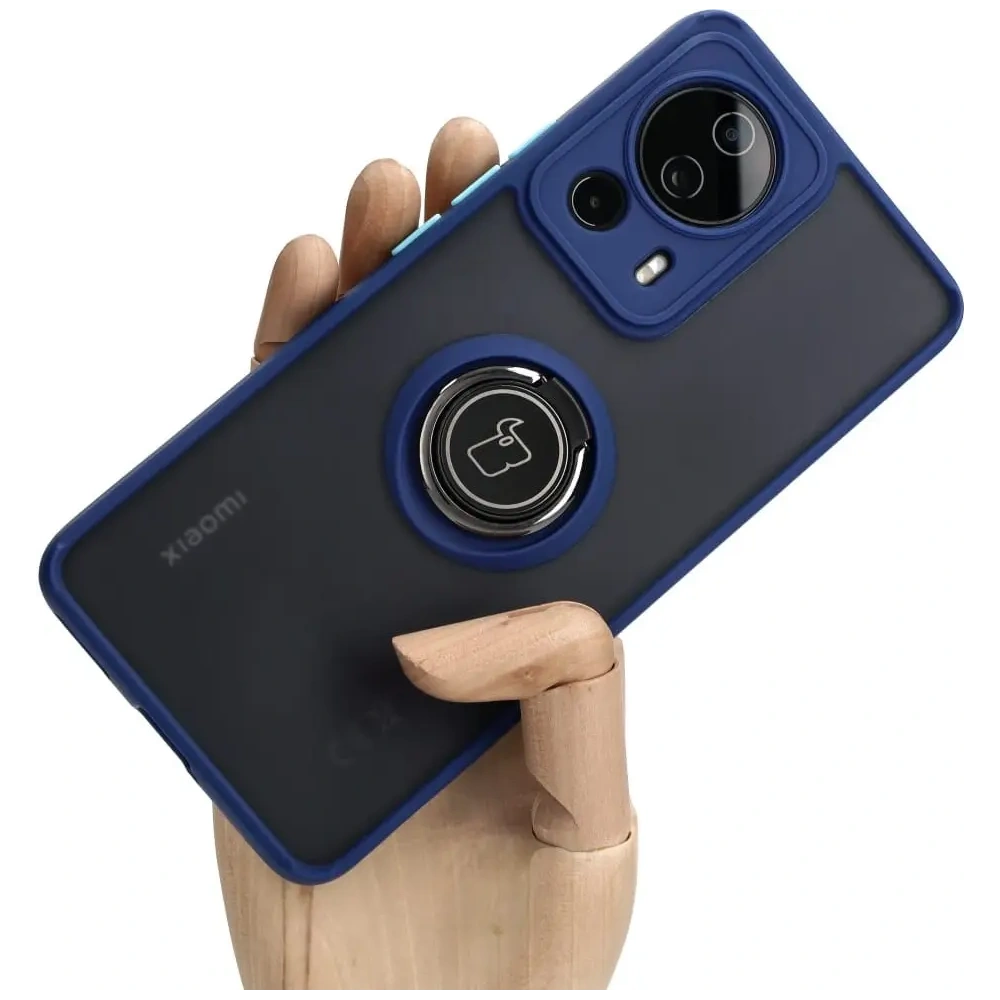 Wholesale Bizon Case Hybrid Ring Xiaomi 13 Lite smoky with a navy blue frame - BIZ1977 - {ean13} - Hurt