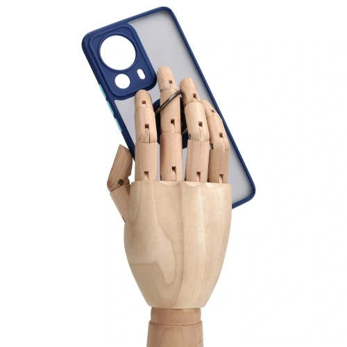 Etui z uchwytem na palec Bizon Case Hybrid Ring do Xiaomi 13 Lite przydymione z granatową ramką