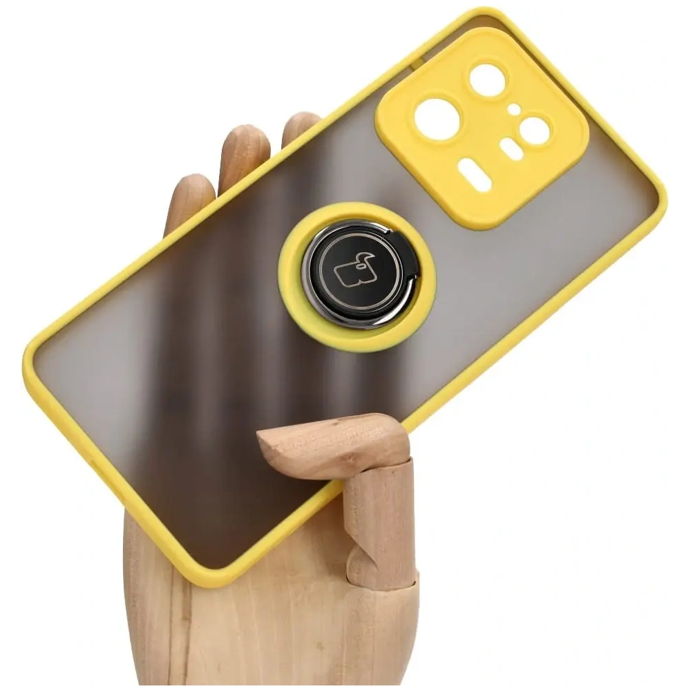 Hurtownia GSM - Bizon Case Hybrid Ring Xiaomi 13 Pro fumuriu cu un cadru galben - BIZ1982 - {ean13} - Hurt