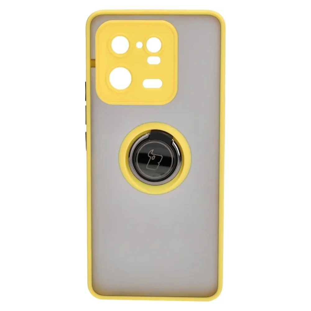 Hurtownia GSM - Etui z uchwytem na palec Bizon Case Hybrid Ring do Xiaomi 13 Pro przydymione z żółtą ramką - BIZ1982 - {ean13} - Hurt