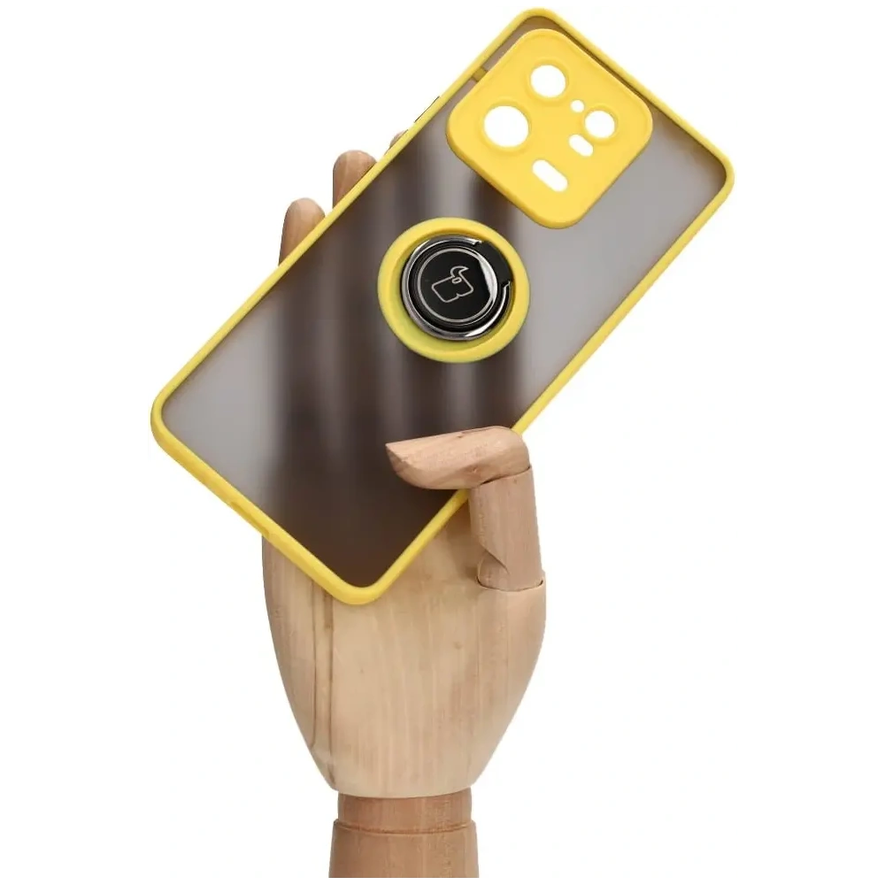 Hurtownia GSM - Bizon Case Hybrid Ring Xiaomi 13 Pro fumuriu cu un cadru galben - BIZ1982 - {ean13} - Hurt